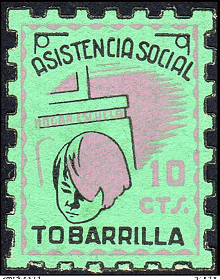 Murcia - Guerra Civil - Em. Local Republicano - Tobarrilla - Allepuz * 1 - 10cts. Asistencia Social" - Spanish Civil War Labels