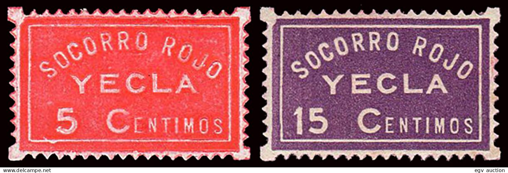 Murcia - Guerra Civil - Em. Local Republicano - Yecla - Allepuz * 1/2 - "Socorro Rojo" - Spanish Civil War Labels