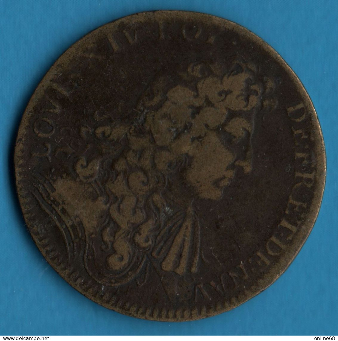 FRANCE JETON CUIVRE LOUIS XIIII 1679 Trésor Royal Terras Jubet Esse Quietas Louis XIV Roi De France Et De Navarre - Royal / Of Nobility