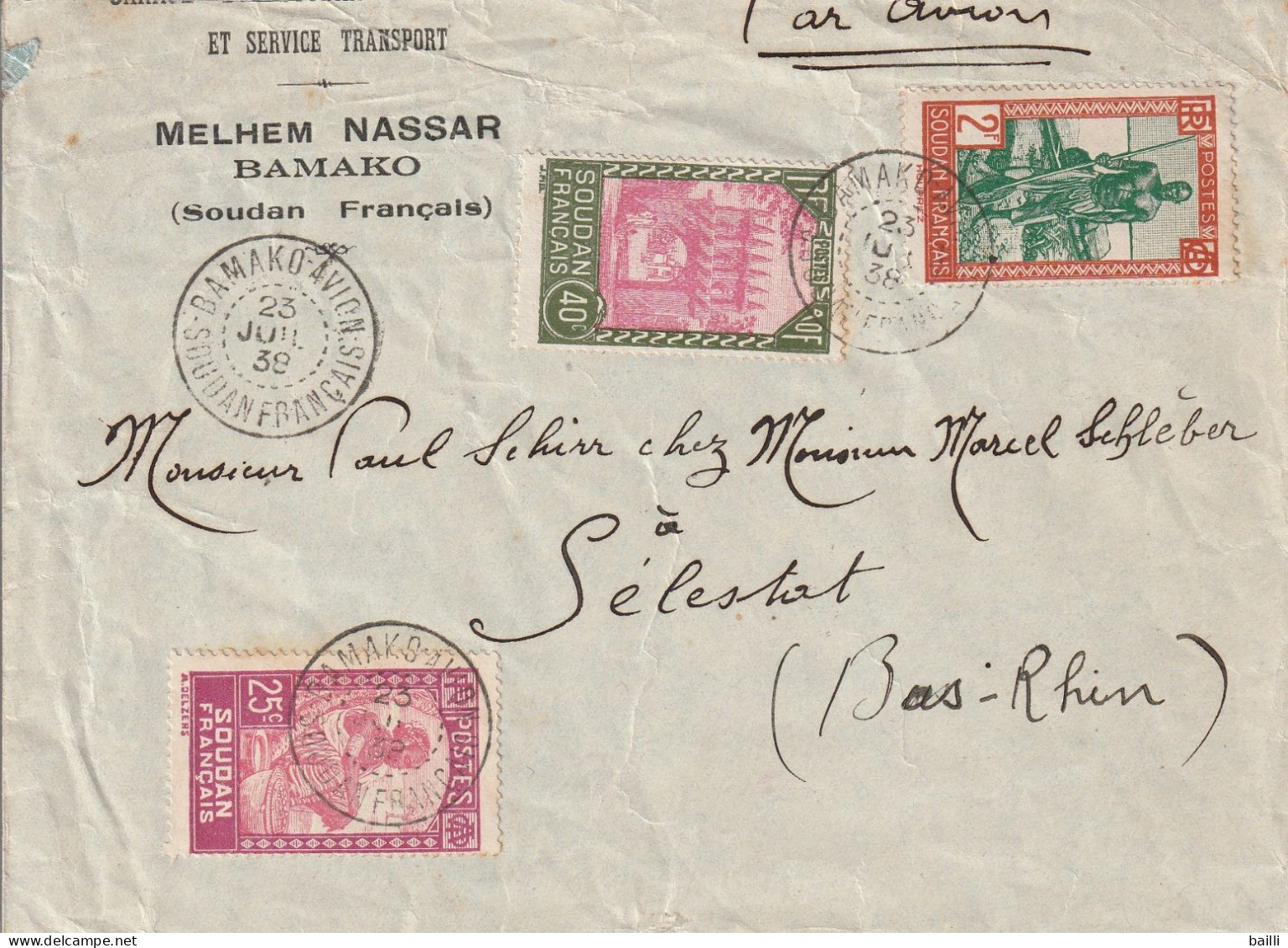 Soudan Français Lettre Bamako Pour La France 1939 - Briefe U. Dokumente