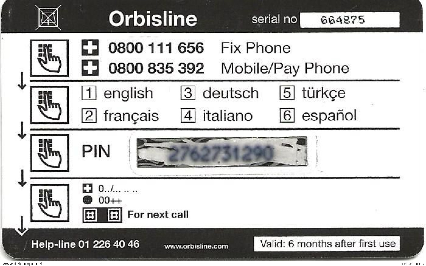 Switzerland: Prepaid Orbisline - Blumen (Pin Nummer Kurz) - Switzerland