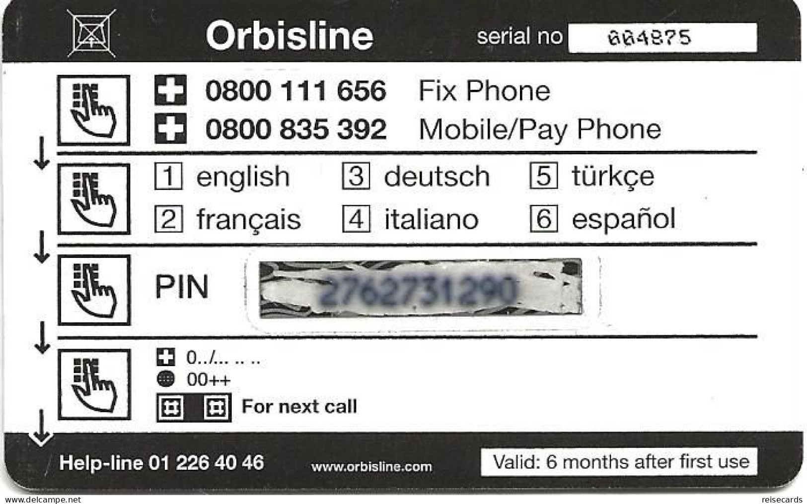 Switzerland: Prepaid Orbisline - Blumen (Pin Nummer Kurz) - Svizzera