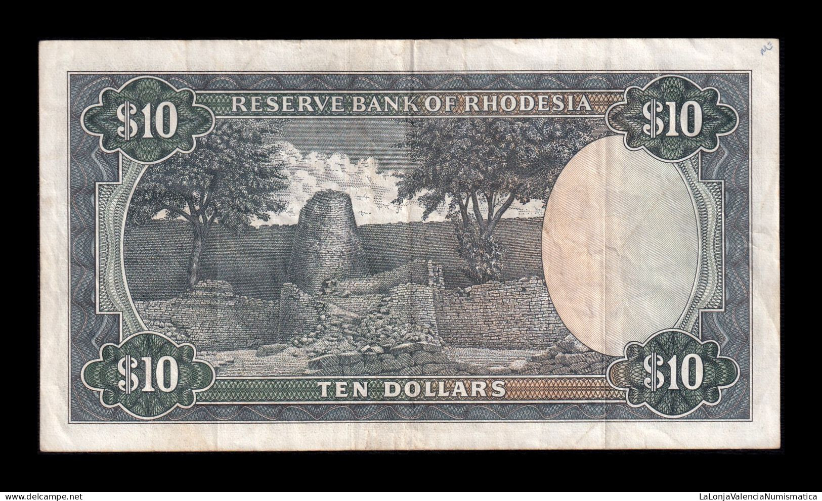 Rodesia Rhodesia 10 Dollars 1973 Pick 33e Mbc Vf - Rhodésie