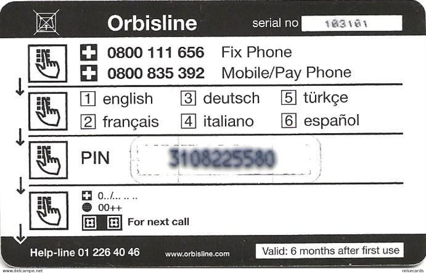 Switzerland: Prepaid Orbisline - Blumen (Pin Nummer Kurz) - Switzerland