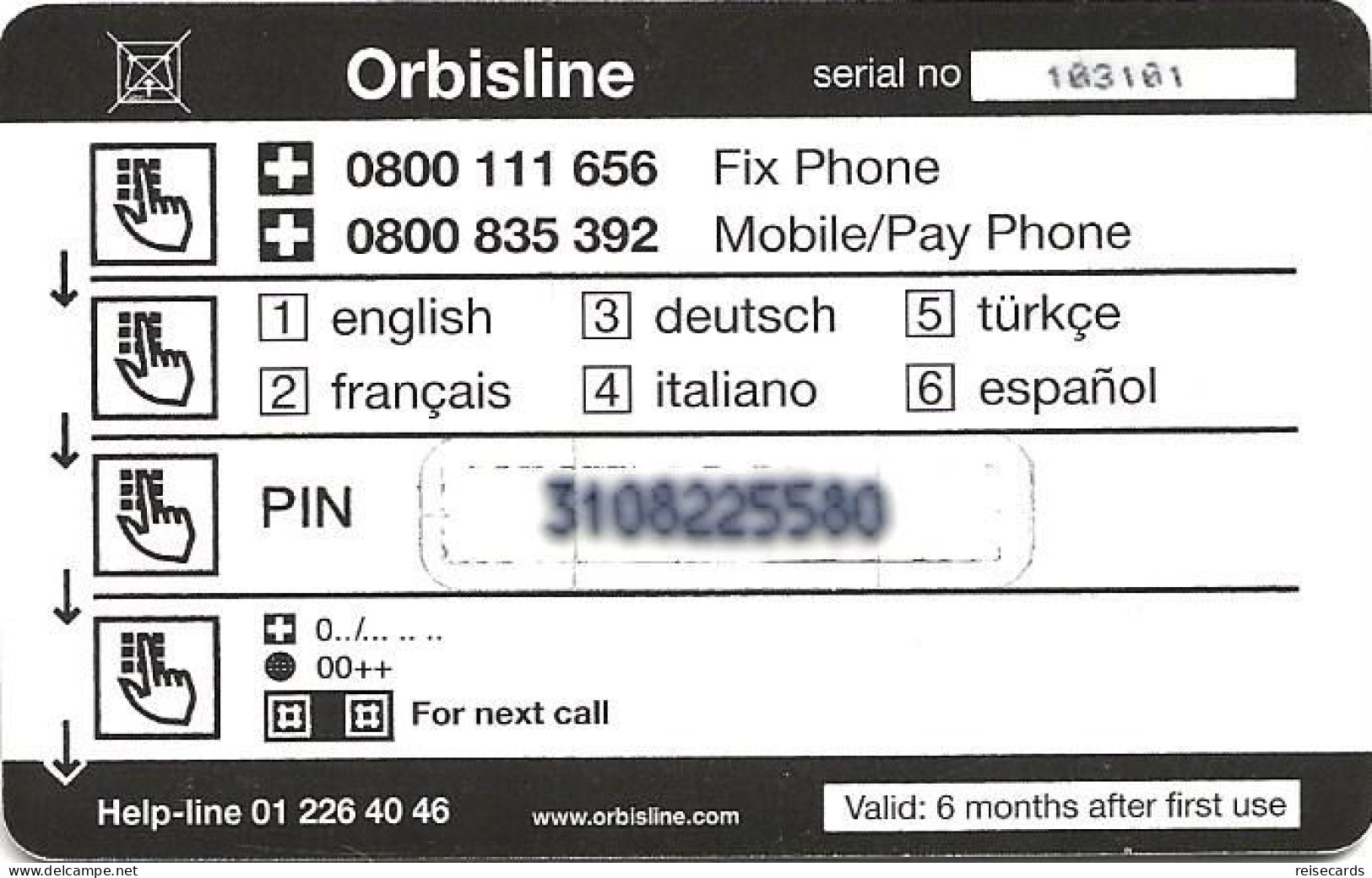 Switzerland: Prepaid Orbisline - Blumen (Pin Nummer Kurz) - Svizzera