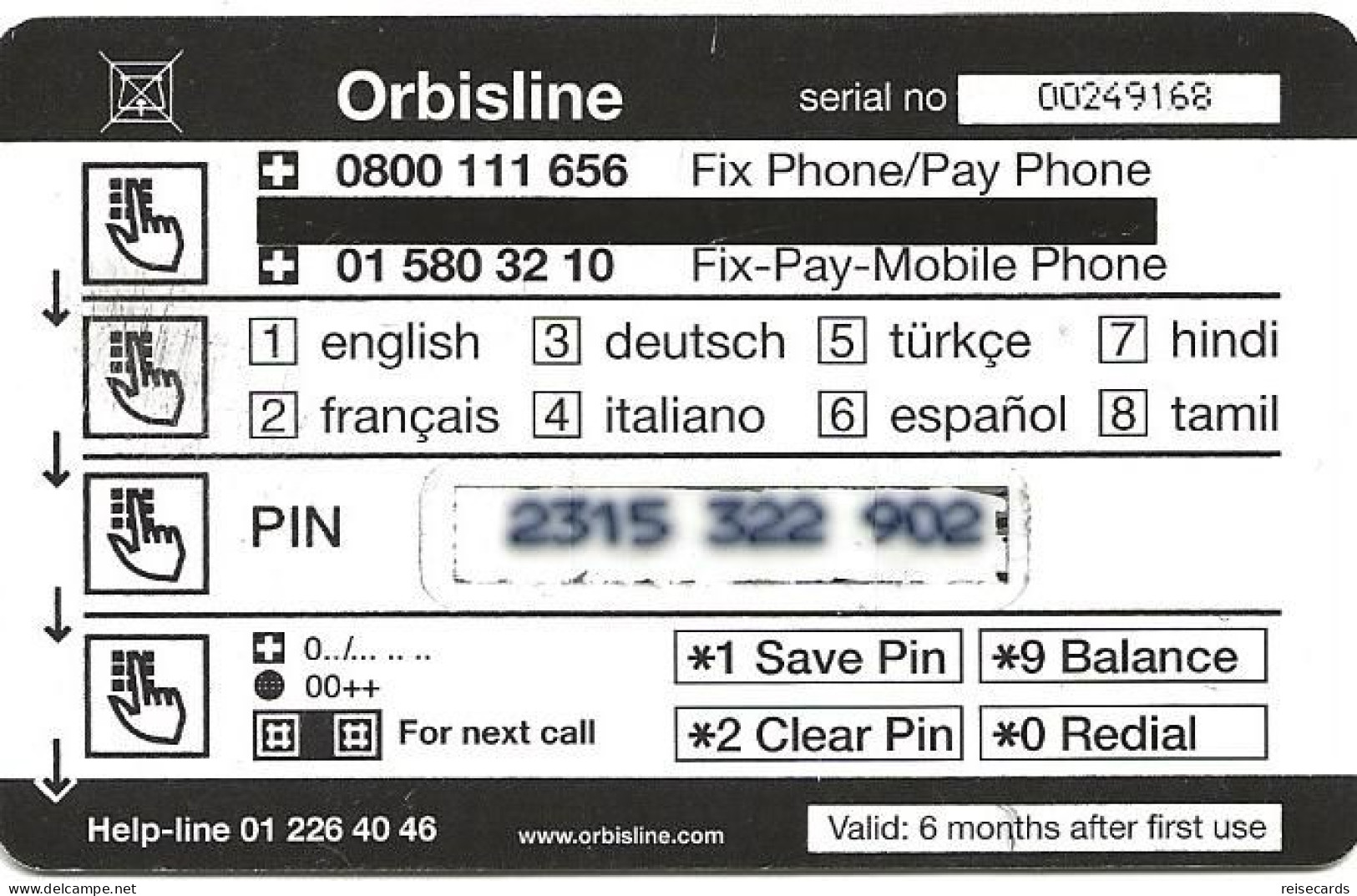 Switzerland: Prepaid Orbisline - Wüste - Switzerland
