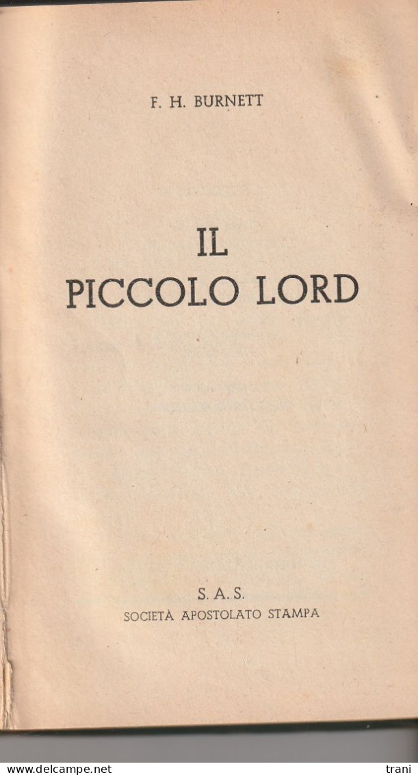 IL PICCOLO LORD Di F. H. Burnett - Oude Boeken