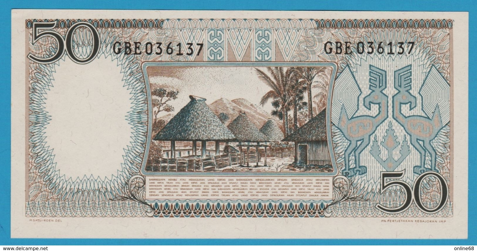 INDONESIA 	50 Rupiah 	1964	Serie GBE P# 96 - Indonesië