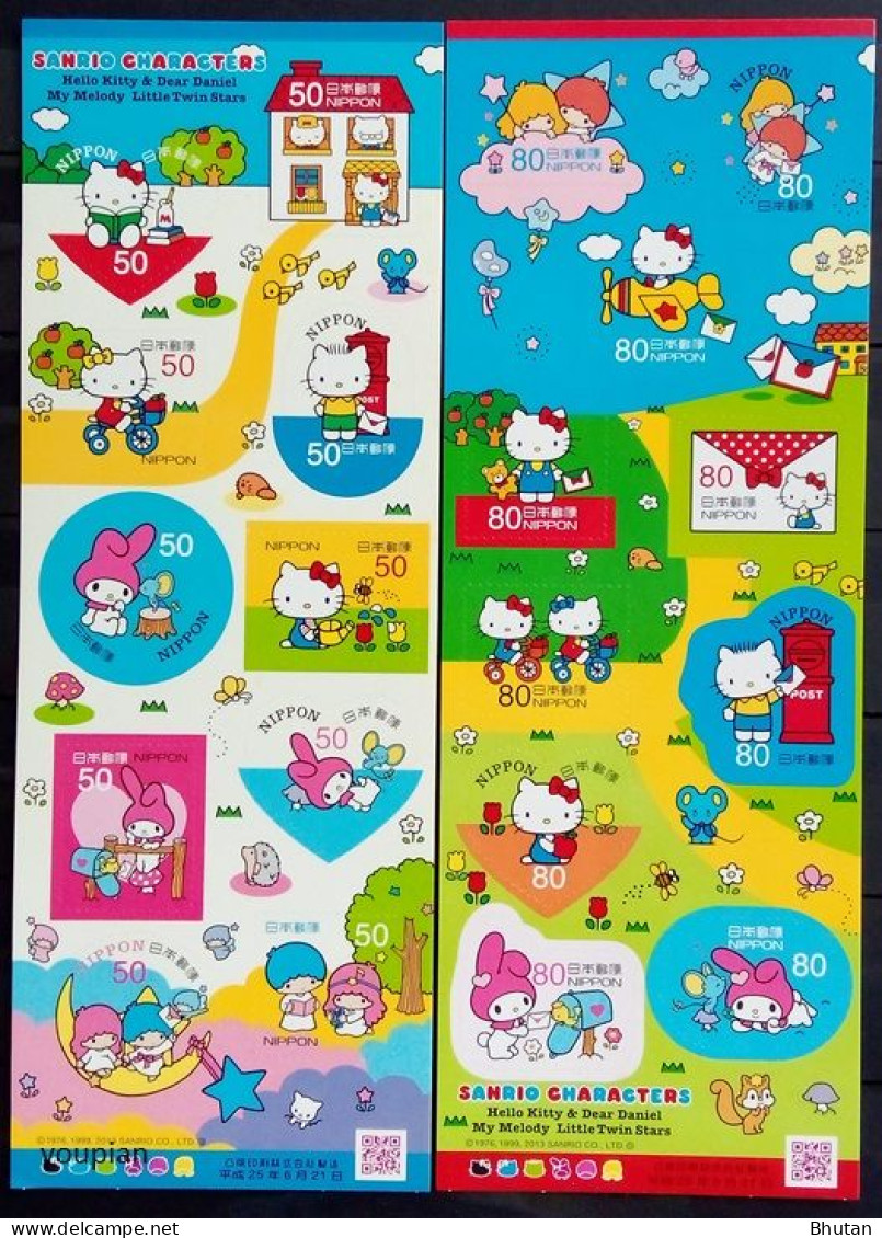 Japan 2013, Hello Kitty, Two MNH Unusual Sheetlets - Unused Stamps