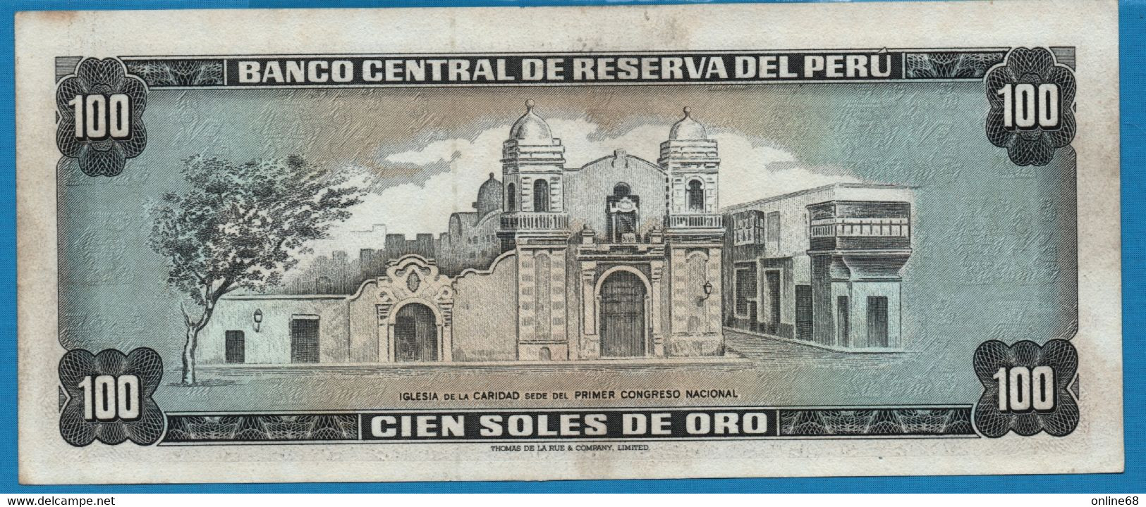 PERU  100 Soles De Oro 16.05.1974 # G118702879 P# 102c   Hipólito Unanue - Pérou