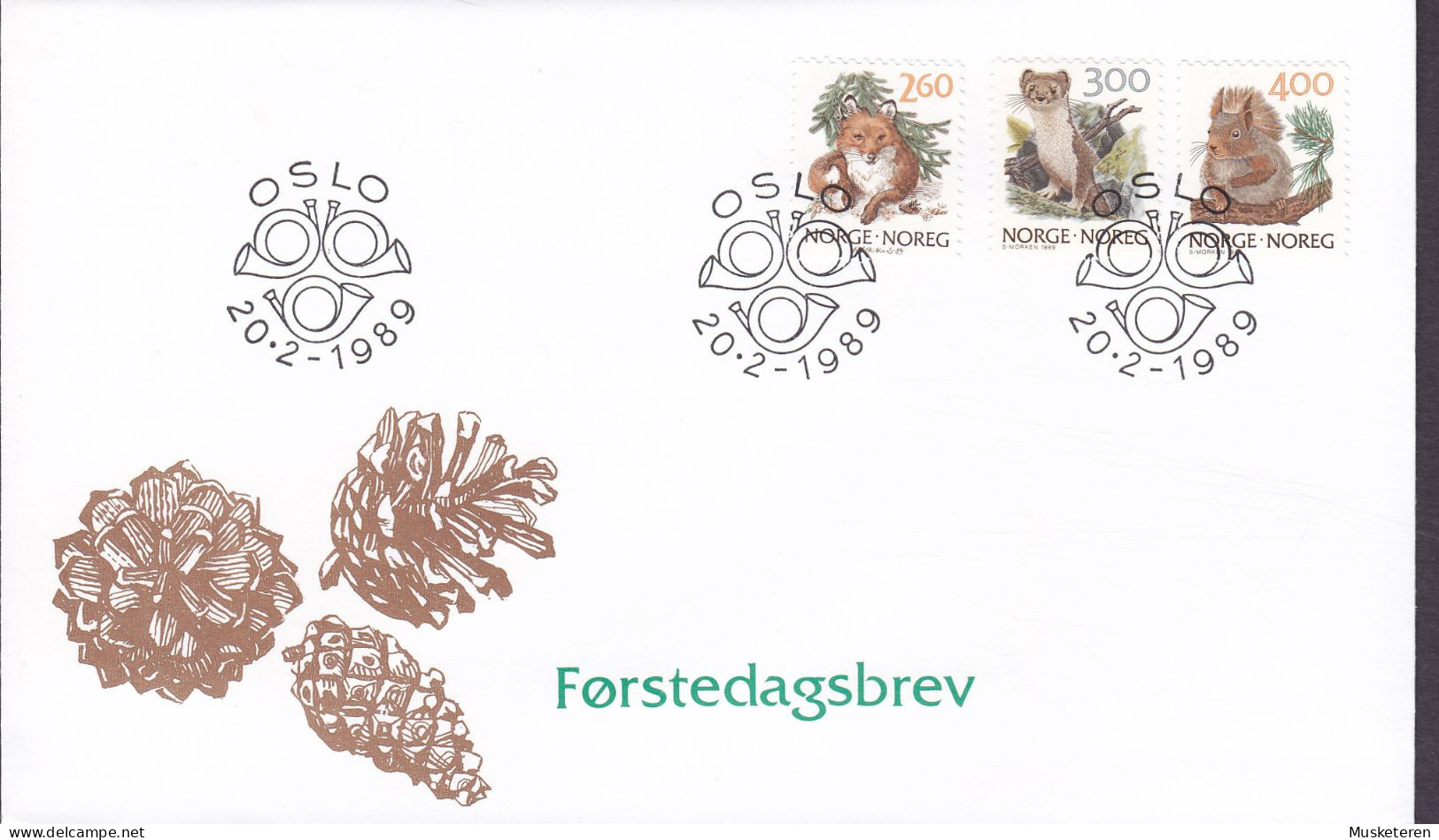 Norway 1989 FDC Cover Ersttags Brief Natur Rotfuchs Red Fox Hermelin Eichhörnchen Squirrel Complete Set !! - FDC