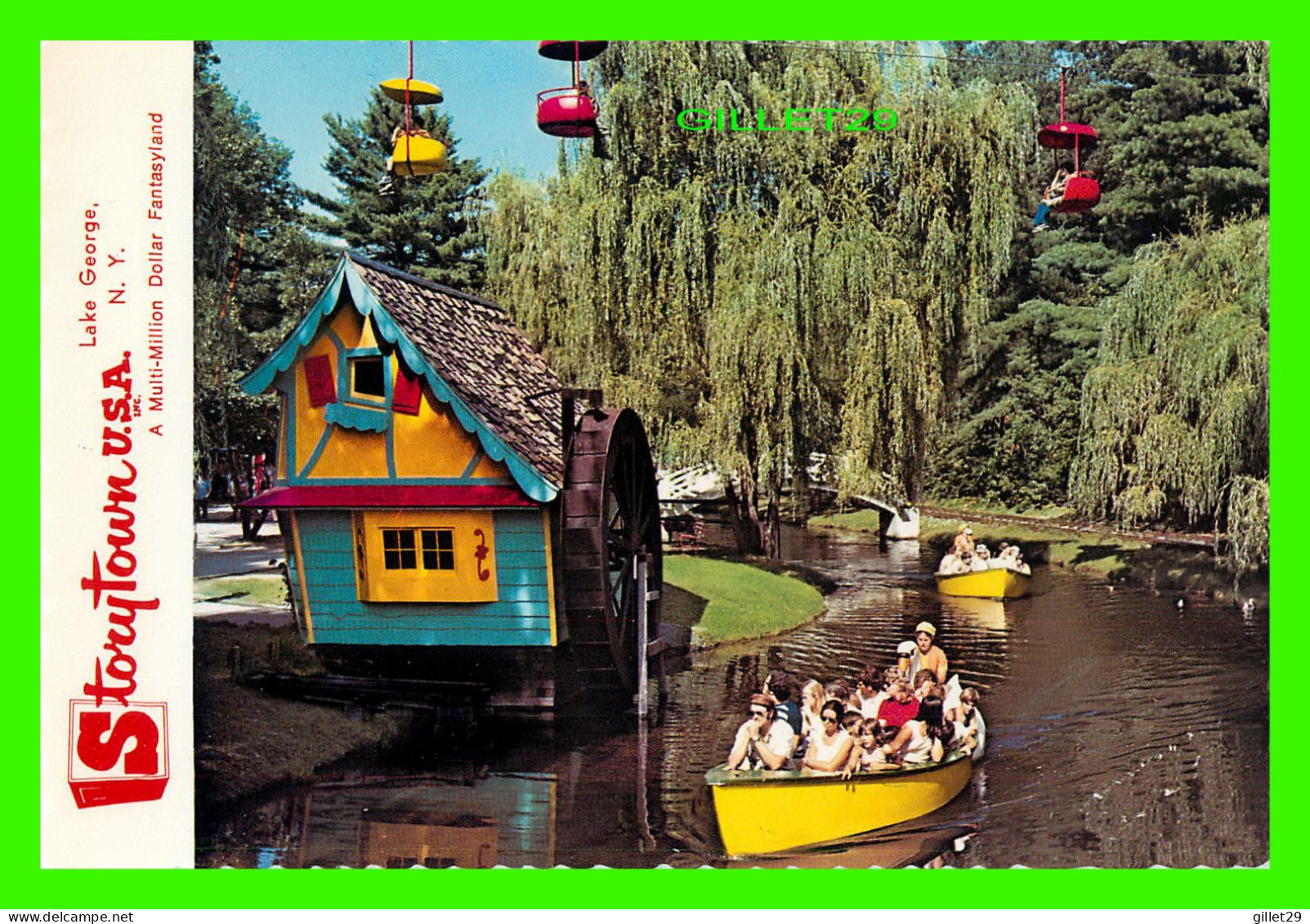 LAKE GEORGE, NY - STORYTOWN - SWAN BOAT RIDE - DEXTER PRESS INC - PUB . BUY DEAN COLOR - - Lake George