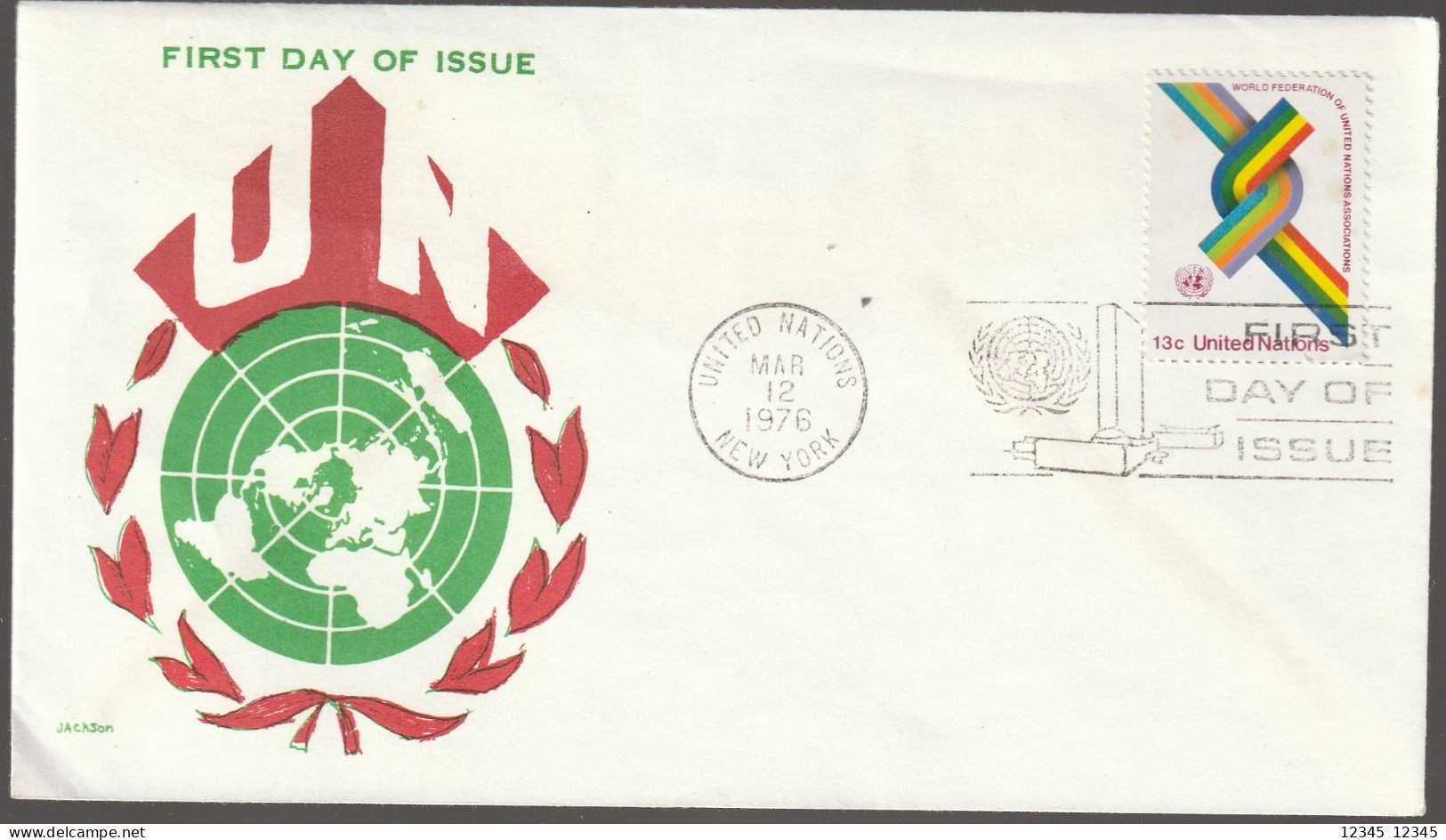 U.N. New York 1976, FDC Unused, 30 Years Of The World Association Of Societies For The United Nations - FDC