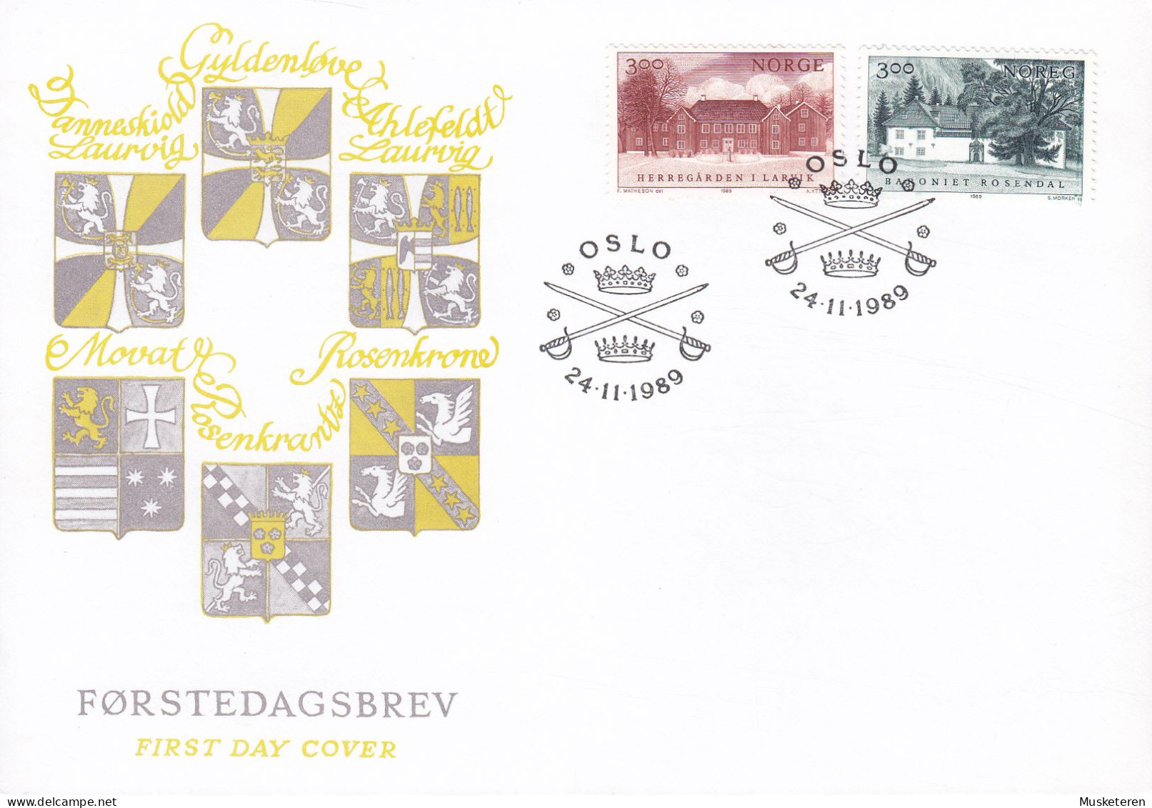 Norway 1989 FDC Cover Ersttags Brief Mi. 1033-34 Norwegische Herrenhöfe Complete Set !! - FDC