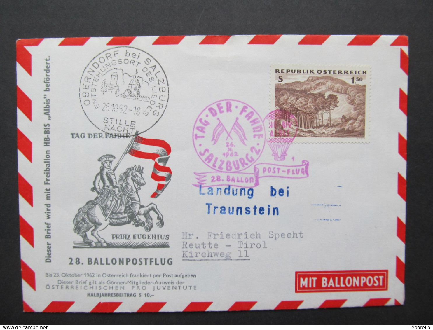 BRIEF Ballonpost Flugpost Salzburg 1962 /// P3403 - Balloon Covers