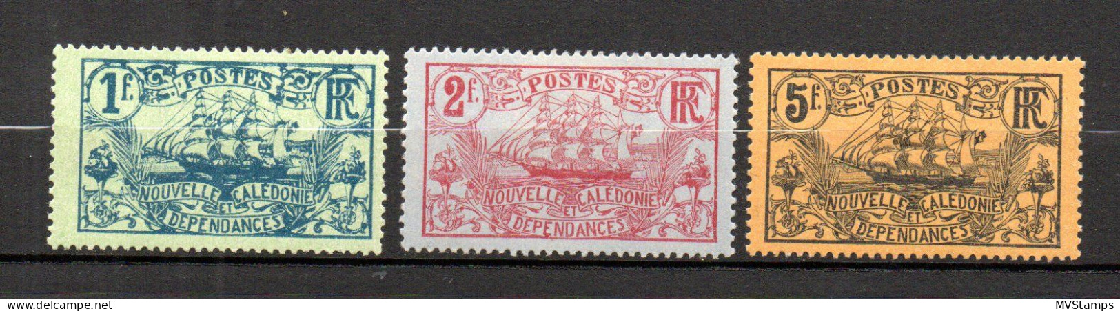 New Caledonia 1905 Old High Values Def. Stamps (Michel 99/101) MLH - Ungebraucht