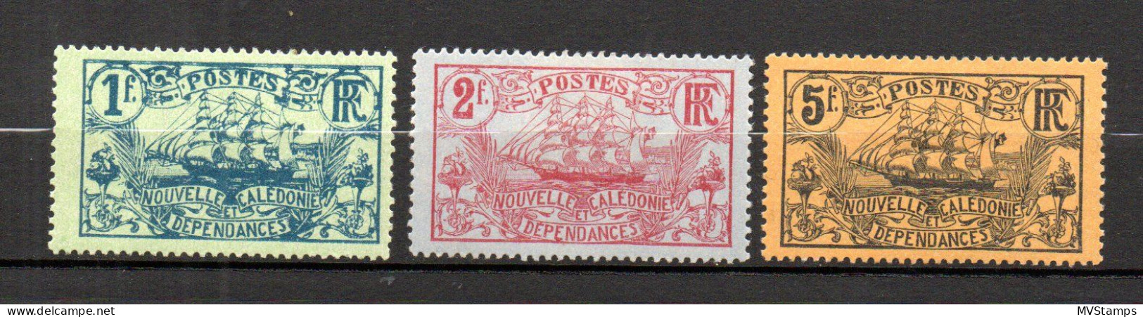 New Caledonia 1905 Old High Values Def. Stamps (Michel 99/101) MLH - Ongebruikt