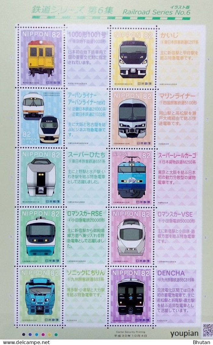 Japan 2018, Railroad, MNH S/S - Neufs