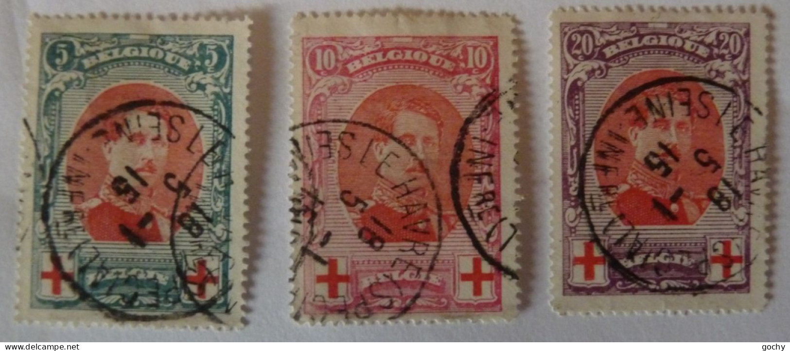 Belgium    N° 132 / 134 Obli   1915  Cat: 35 € - 1914-1915 Croix-Rouge