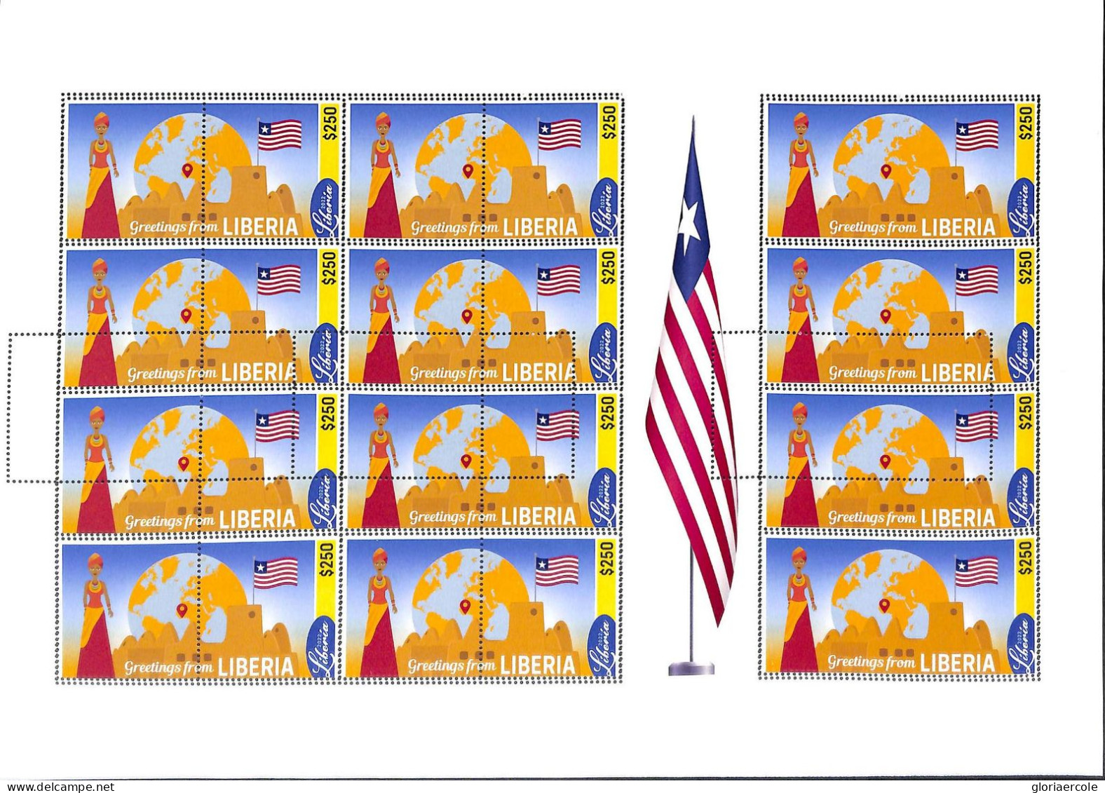 A8982 - LIBERIA - ERROR MISPERF Stamp Sheet  - 2022  FLAGS - Otros & Sin Clasificación