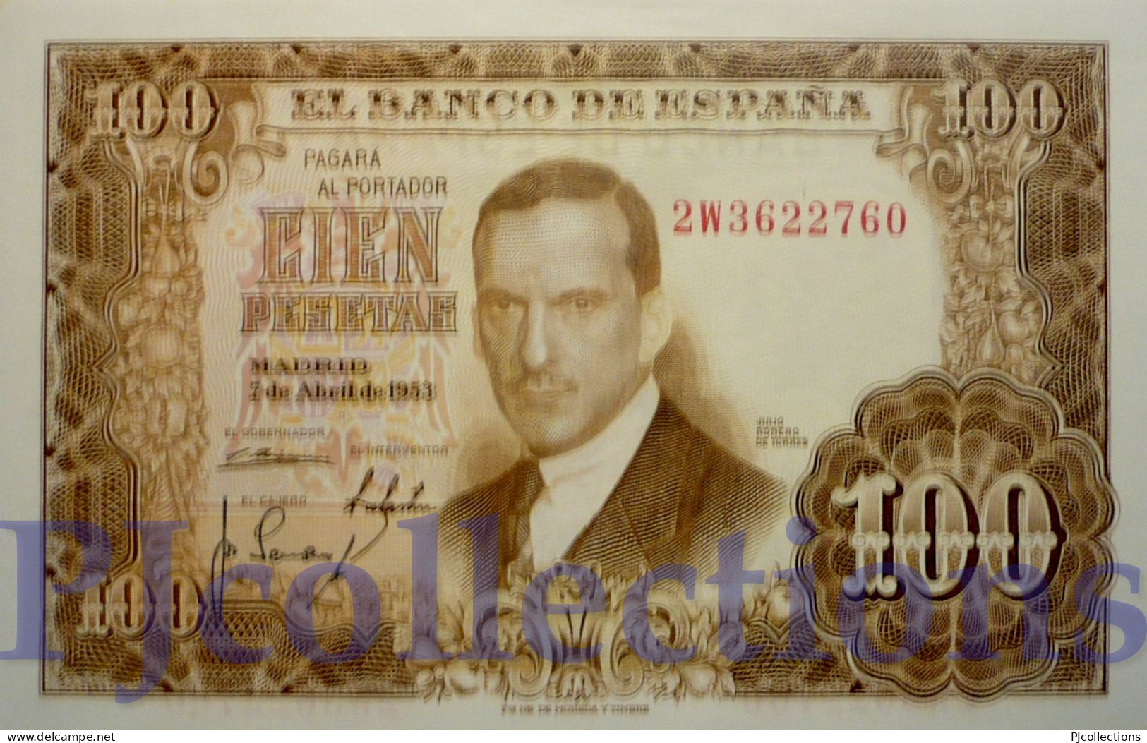 SPAIN 100 PESETAS 1953 PICK 145a AUNC - 100 Pesetas