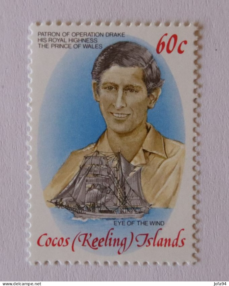 COCOS ISLANDS 1980 .Opération Drake Prince Charles Et Bateau "Eye Of The Wind"  . Neuf - Cocos (Keeling) Islands