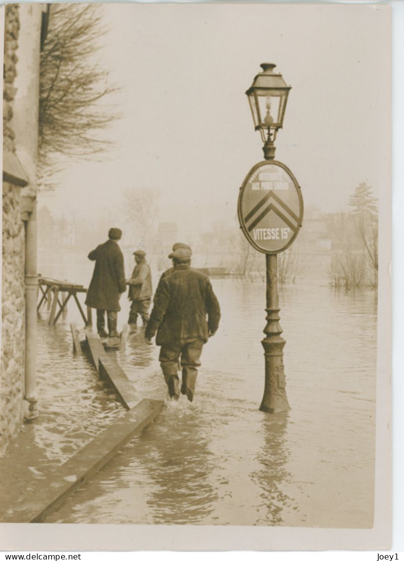 Photo Meurisse Années 1930,la Marne Qui Déborde , Format 13/18 - Plaatsen