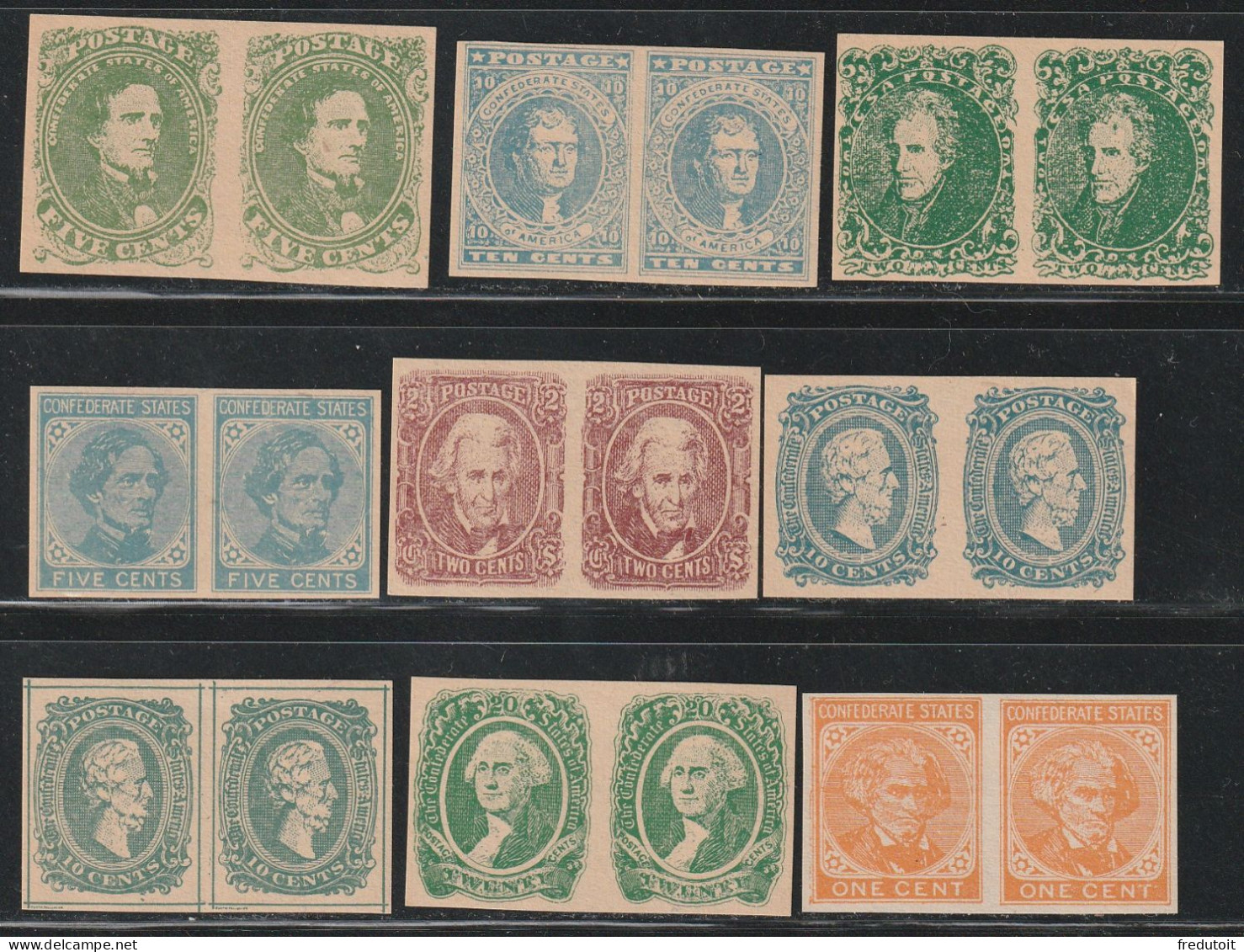 Etats-Unis D'Amérique - LOT De 9 Paires [ Faux ] - 1861-65 Confederate States