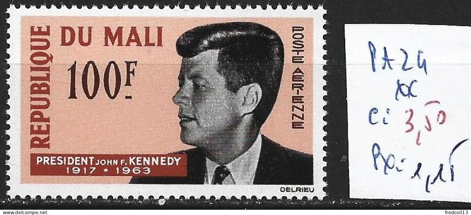 MALI PA 24 ** Côte 3.50 € - Kennedy (John F.)