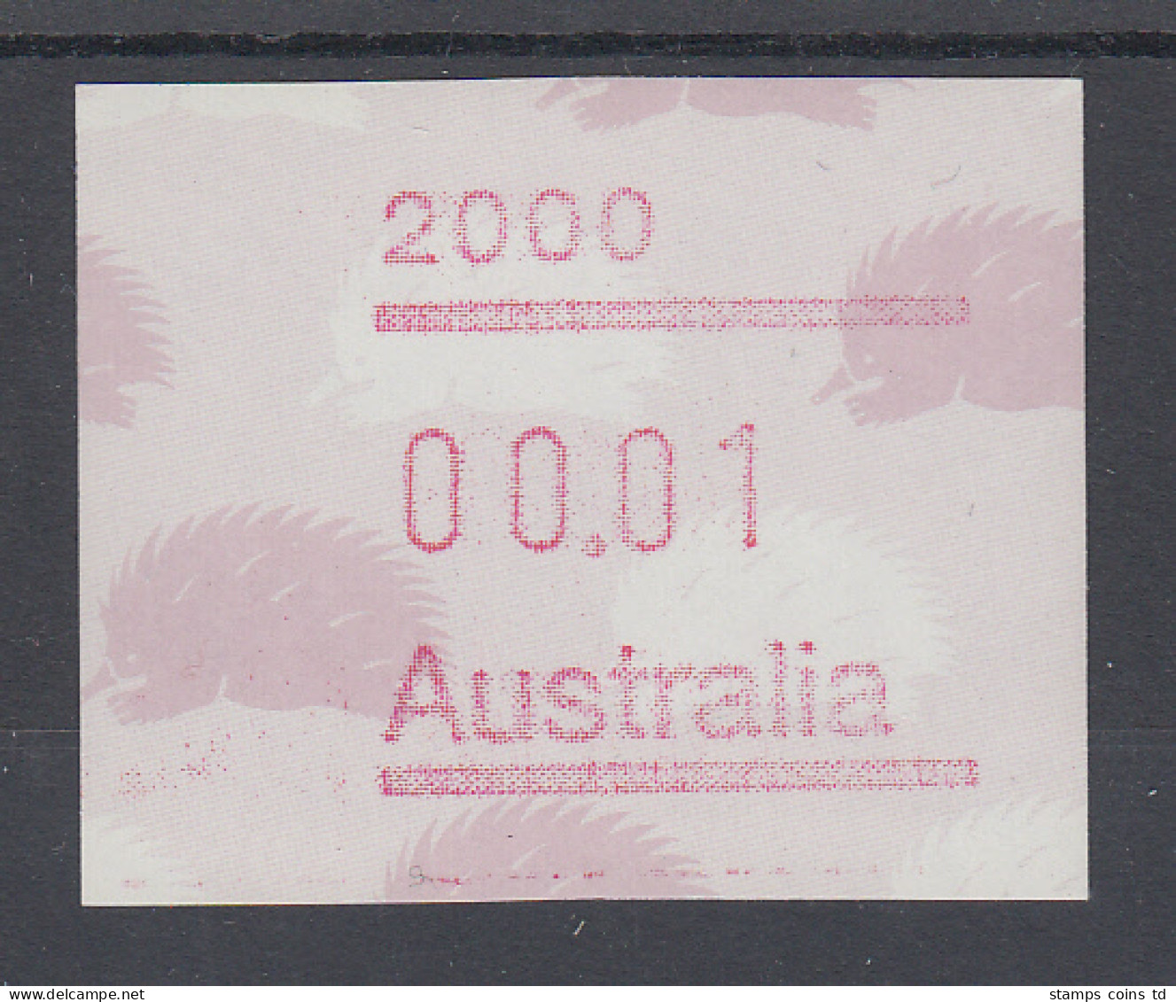 Australien Frama-ATM 4. Ausgabe 1987, Ameisenigel, Ausgabe Mit Postcode ** - Automatenmarken [ATM]