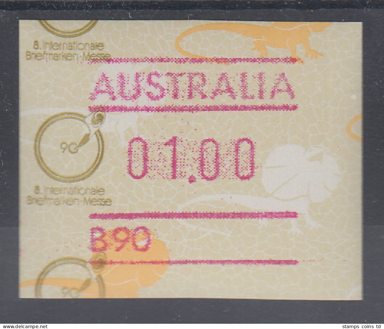 Australien Frama-ATM Kragenechse, Sonderausgabe Briefmarkenmesse Essen 1990 ** - Automaatzegels [ATM]