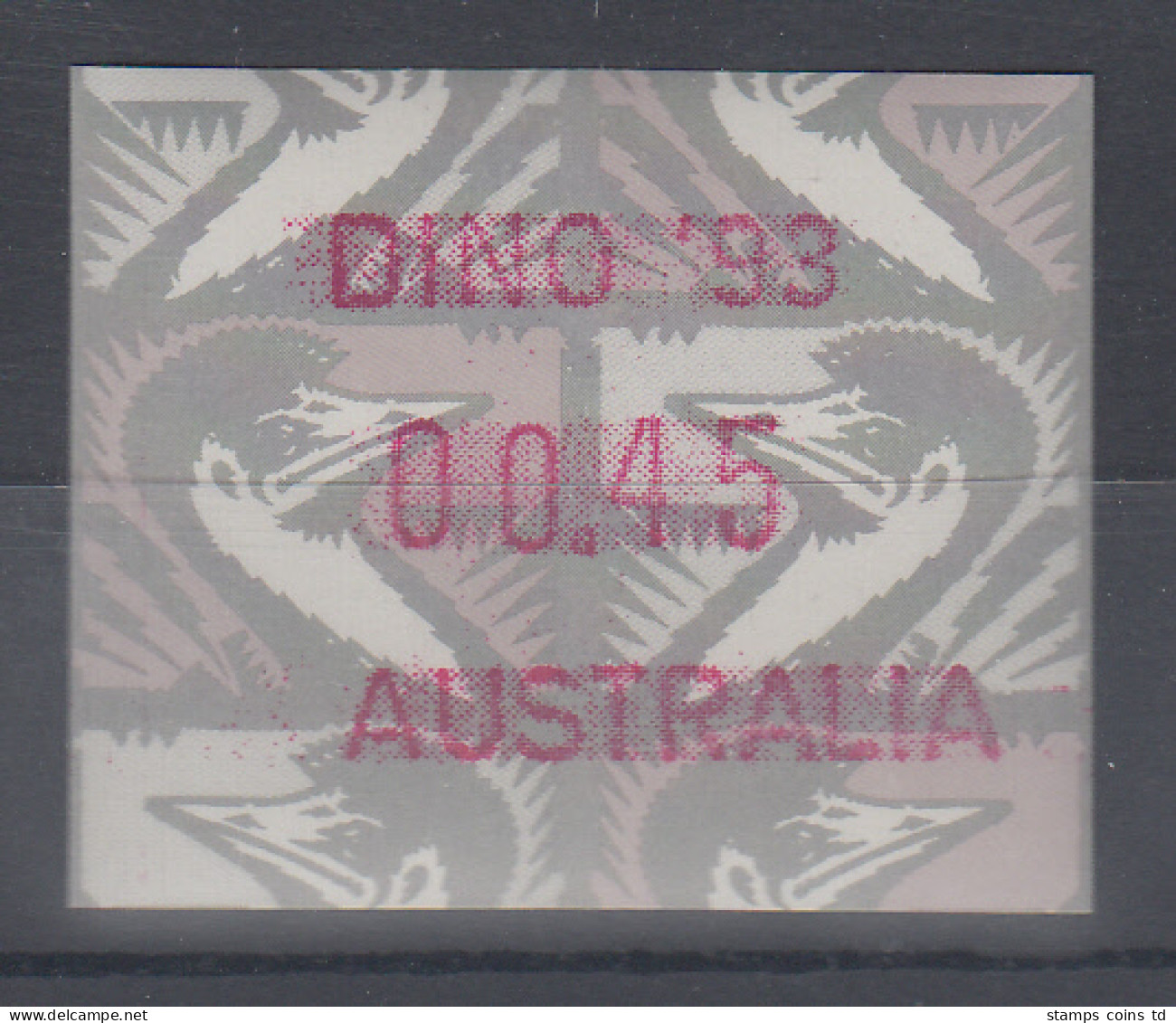 Australien Frama-ATM Emu Grau Sonderausgabe DINO `93 ** - Timbres De Distributeurs [ATM]