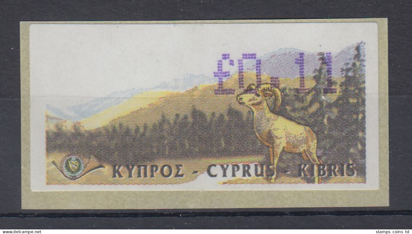 Zypern Amiel-ATM 1999, Mi-Nr. 2,  Auflage B Wert 0,11 ** - Autres & Non Classés