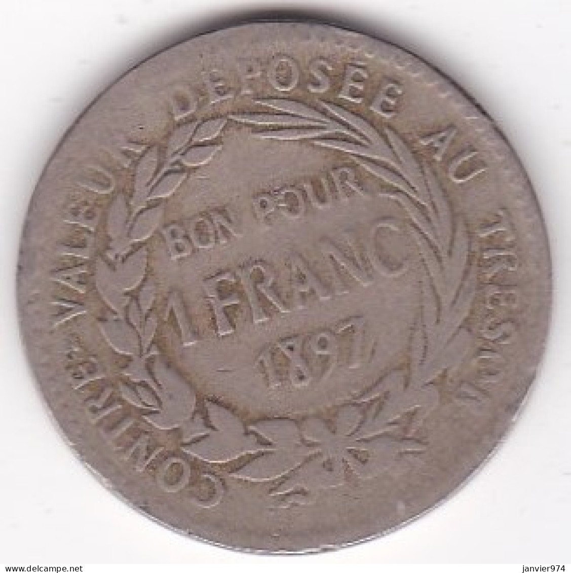 Colonie De La Martinique, Bon Pour 1 Franc 1897 , En Maillechort, Lec# 12 - Guadeloupe En Martinique