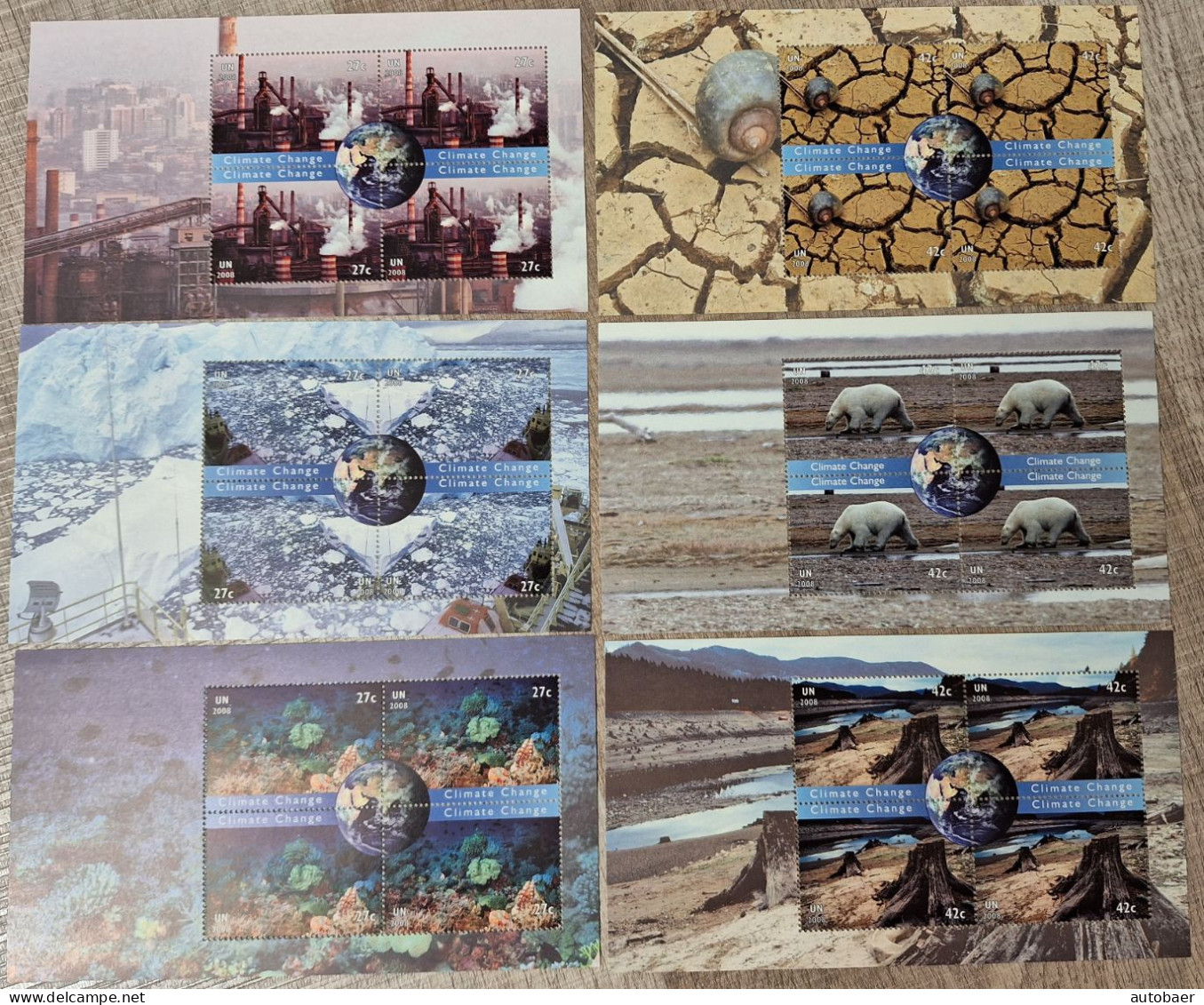 UNO U.N. United Nations New York 2008 Climate Change Mi.no. 1105-08+1113-32 6 Sheetlets From Booklet MNH ** Postfrisch - Ungebraucht