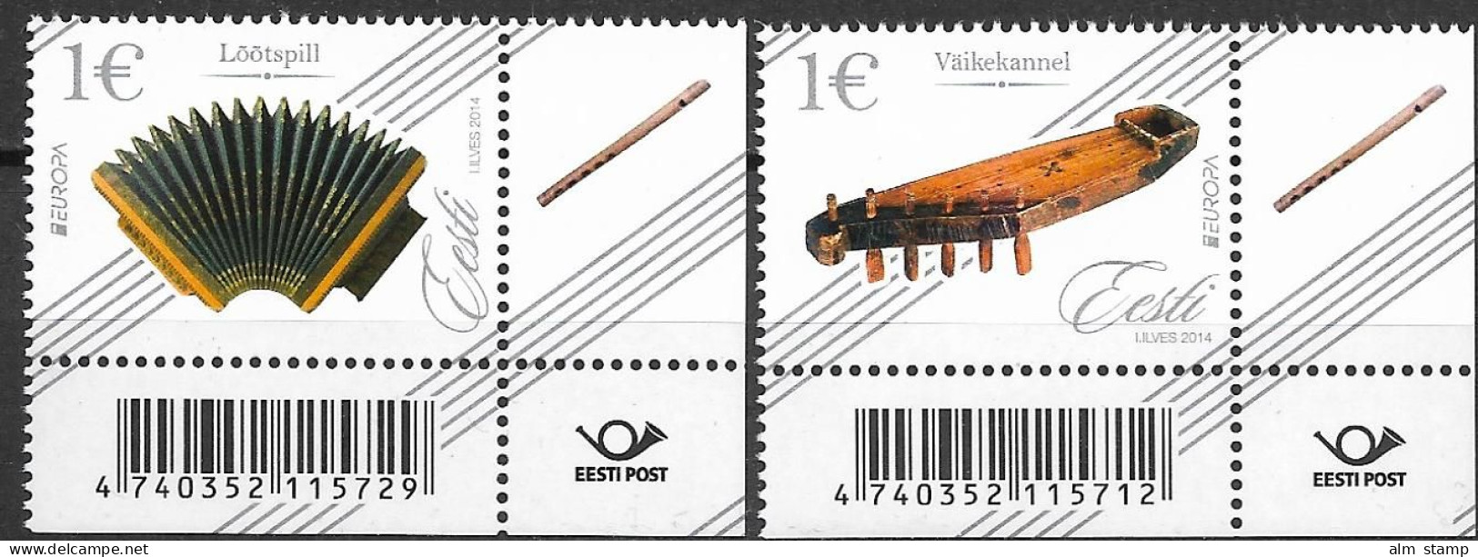 2014 Estland Eesti Mi. 794-5 **MNH  Europa   Musikinstrumente - 2014