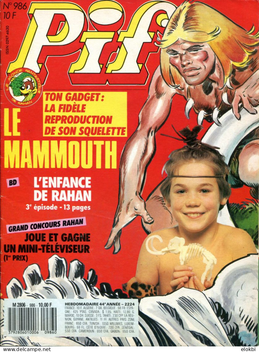 Pif Gadget N°986 - Rahan “L'enfance De Rahan (3ème Partie)” - Pif Gadget