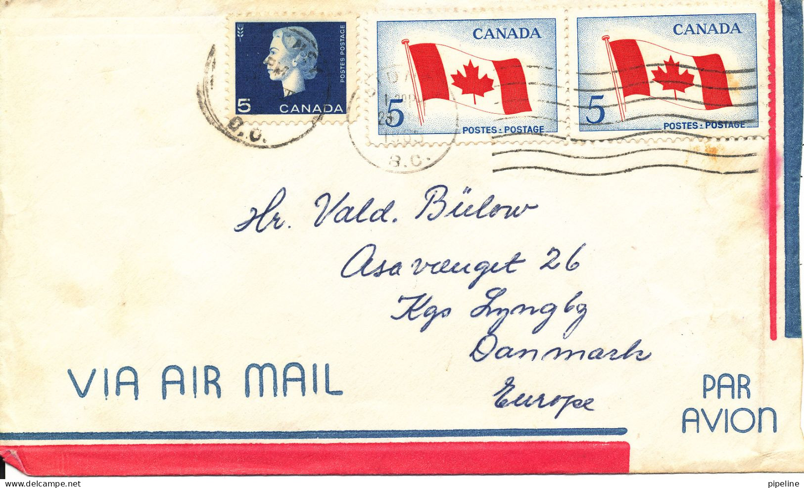 Canada Air Mail Cover Sent To Denmark 1963 ?? - Airmail