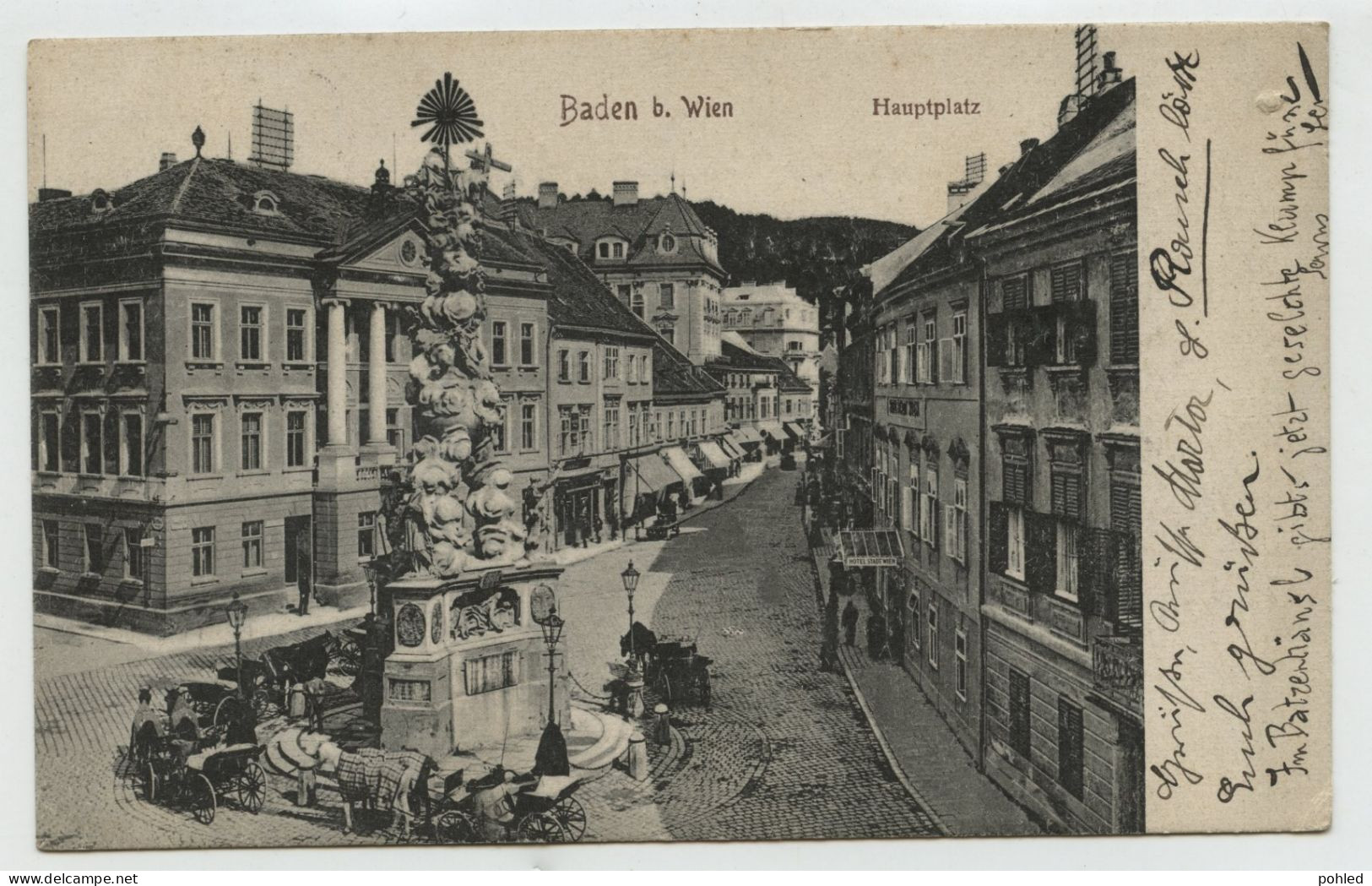 01163*AUSTRIA*ÖSTERREICH*BADEN B. WIEN*HAUPTPLATZ*KUTSCHEN*KUTSCHE*1912 - Baden Bei Wien