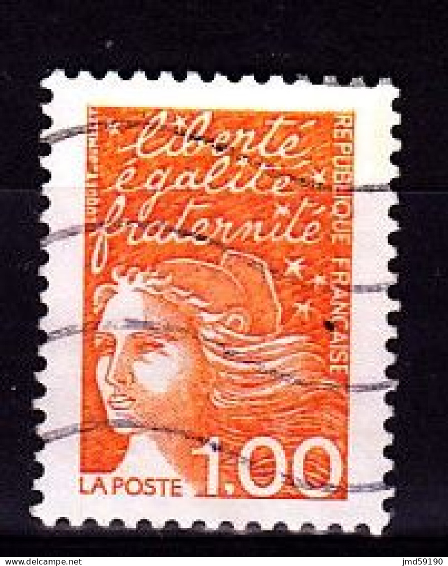 Variété Partiellement Fluorescents Sur Timbre 1Fr Orange Marianne De LUQUET Oblitéré N°3089 - 1997-2004 Marianna Del 14 Luglio