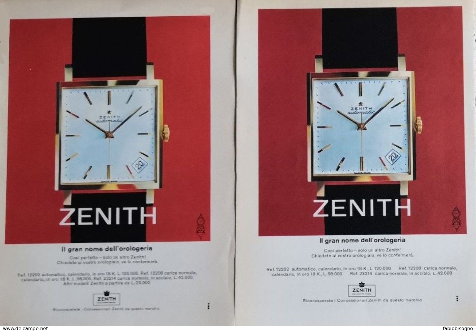 1963 - Orologio ZENITH -  2 Pagine Pubblicità Cm. 13 X 18 - Watches: Bracket