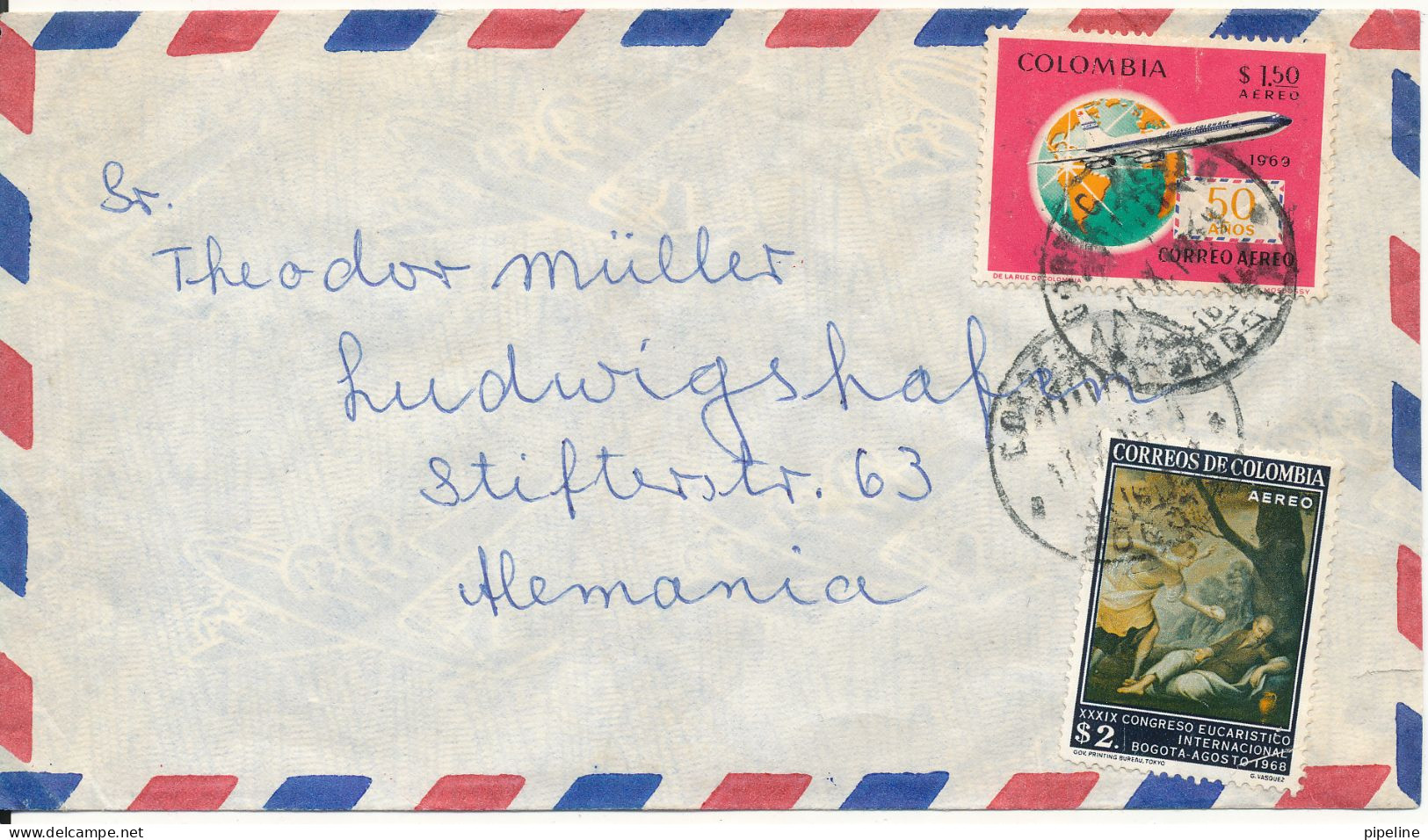 Colombia Air Mail Cover Sent To Germany 1969 - Colombia