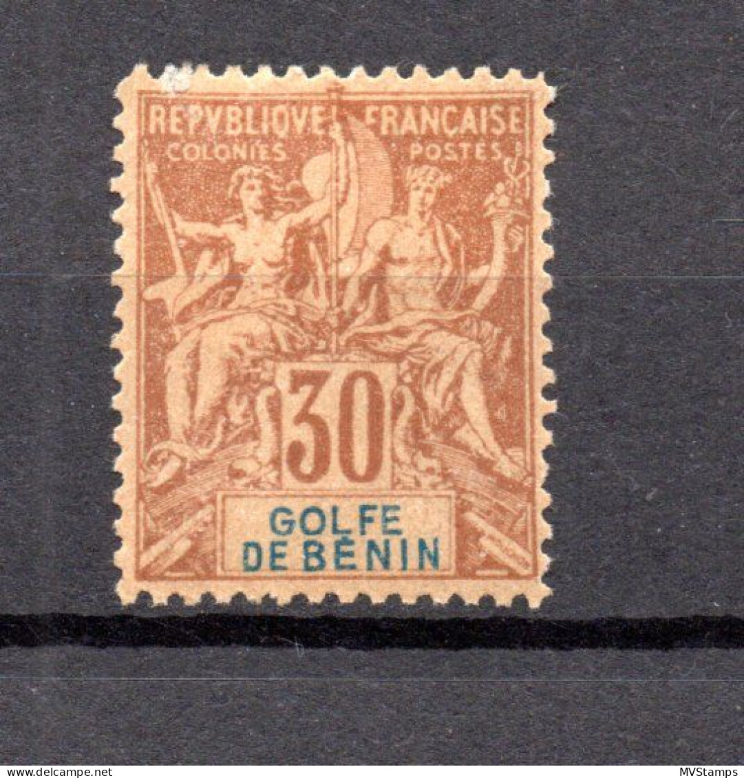 Benin (France) 1893 Old 30 C. Sage Stamp (Michel 25) Unused/MLH - Usati