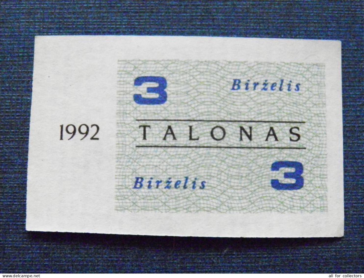 3 Talonas 1992 Lithuania June - Lituanie