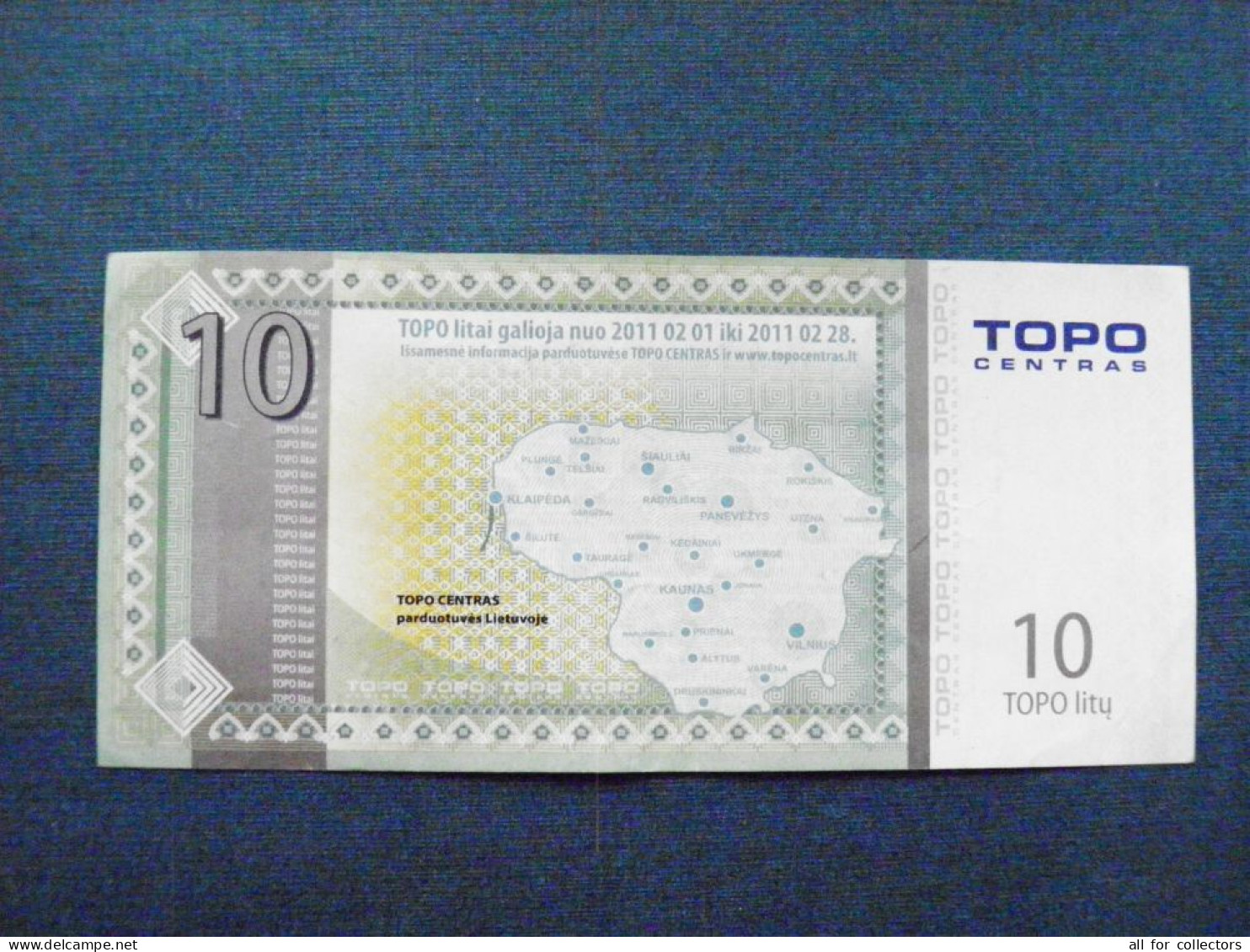 TOPO Centrum Shop Coupon 10 Litas (litu) 2011  Lithuania Building Map - Lituania