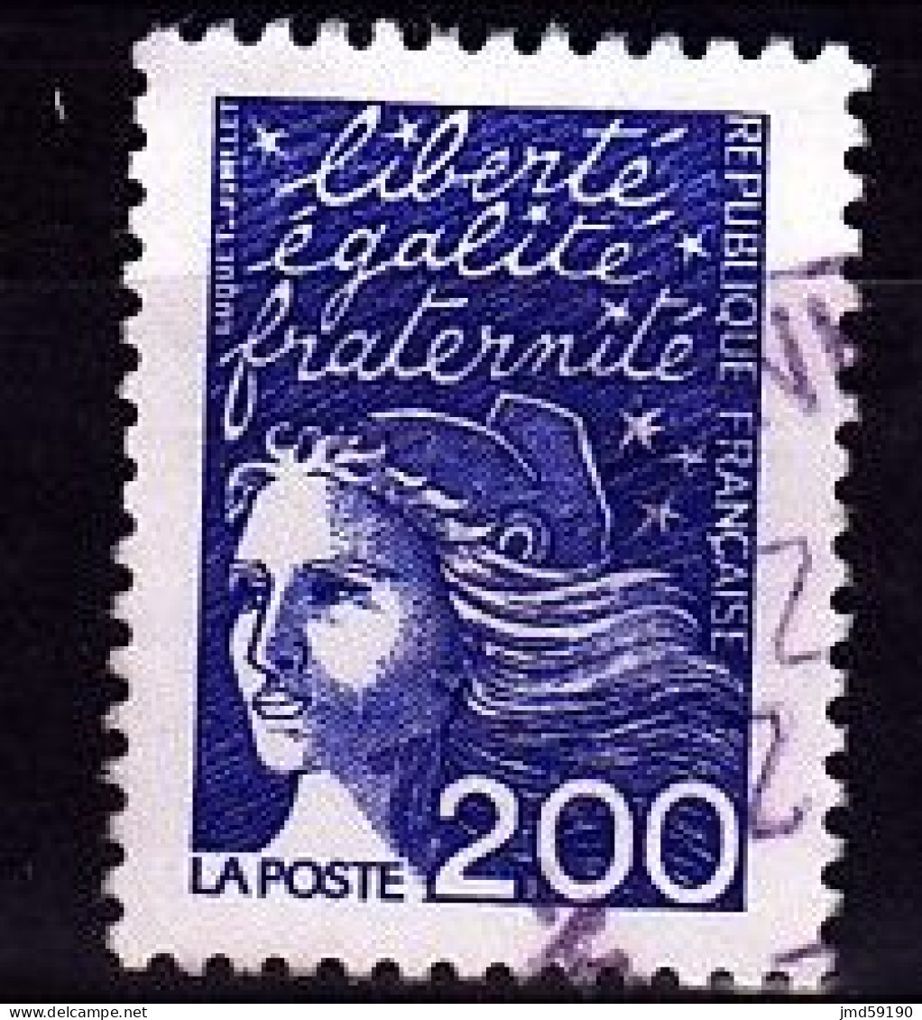 Variété Sans Bande De Phosphore, Sur Timbre 2Fr Bleu Marianne De LUQUET Oblitéré N°3090 - 1997-2004 Marianne Du 14 Juillet