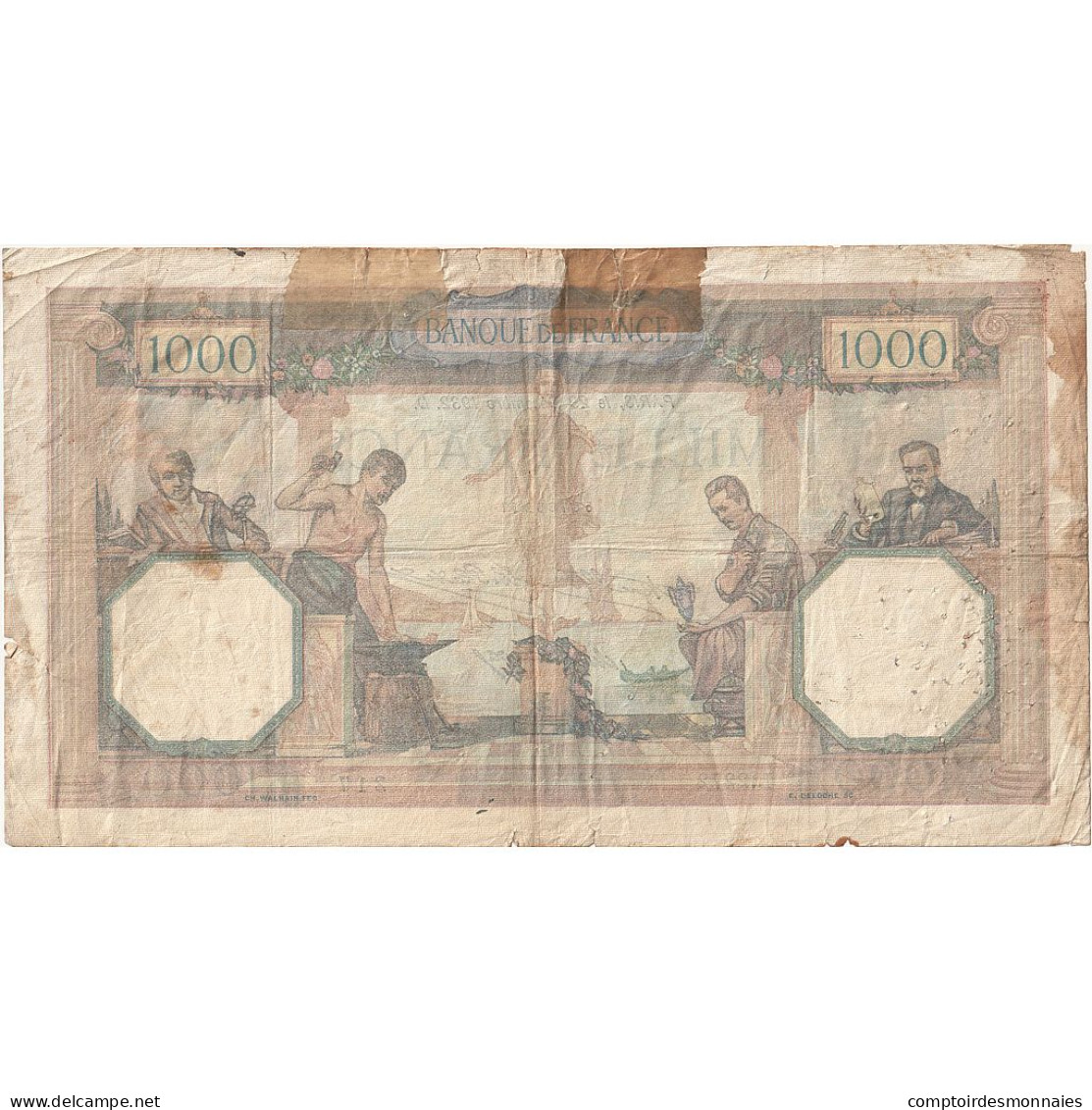 France, 1000 Francs, Cérès Et Mercure, 1932, L.2272, B, Fayette:37.07, KM:79b - 1 000 F 1927-1940 ''Cérès E Mercure''