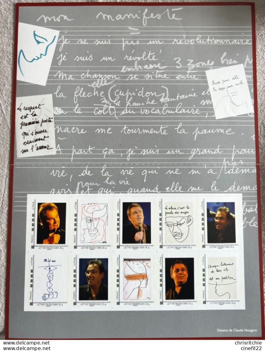 Musique, Chanson, Cinema, Collector Claude Nougaro, 10 Timbres Personnalisés 2009 (**) - Chanteurs