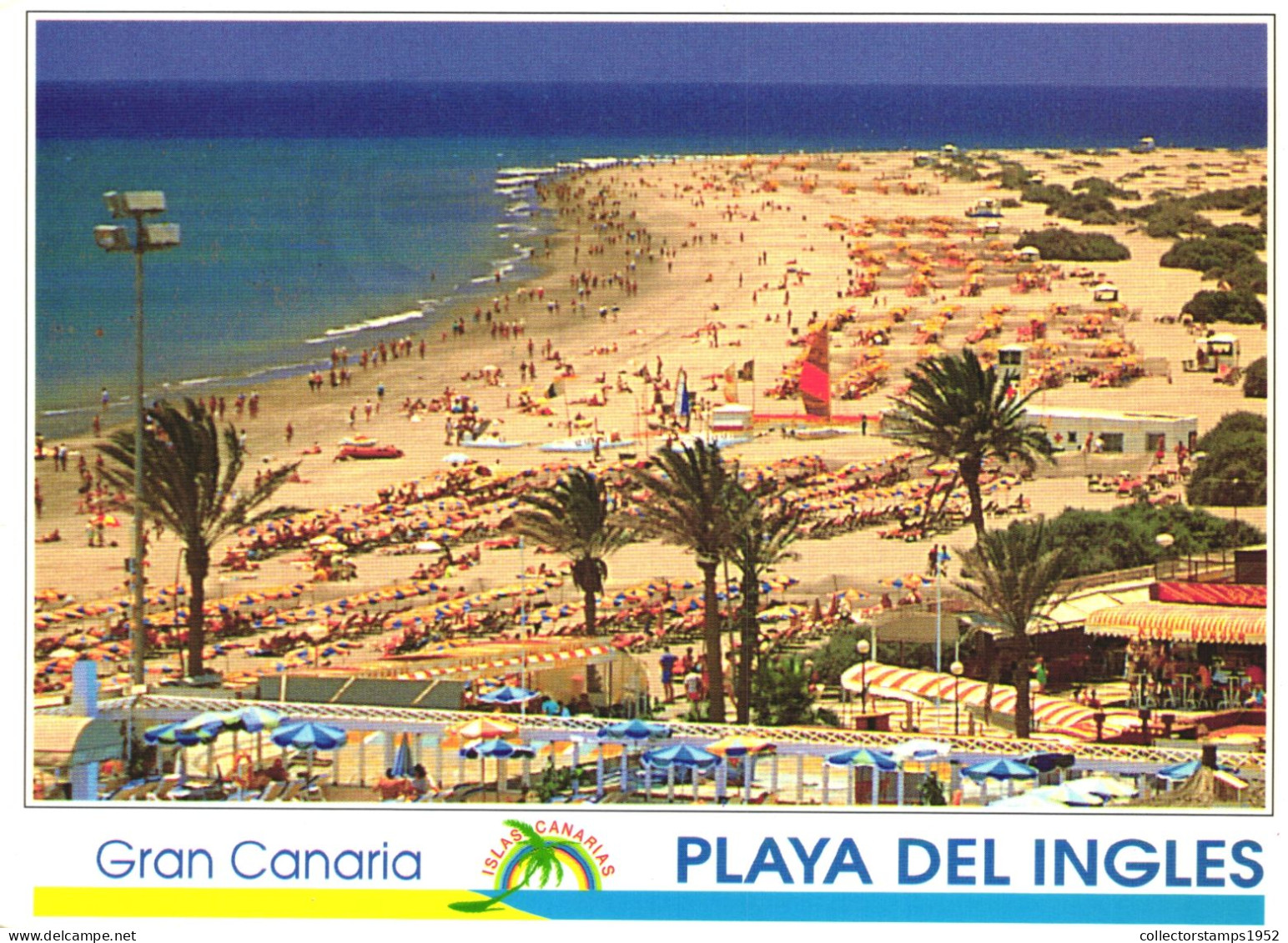 PLAYA DEL INGLES, CANARY ISLANDS, BEACH, UMBRELLA, SPAIN, POSTCARD - Other & Unclassified