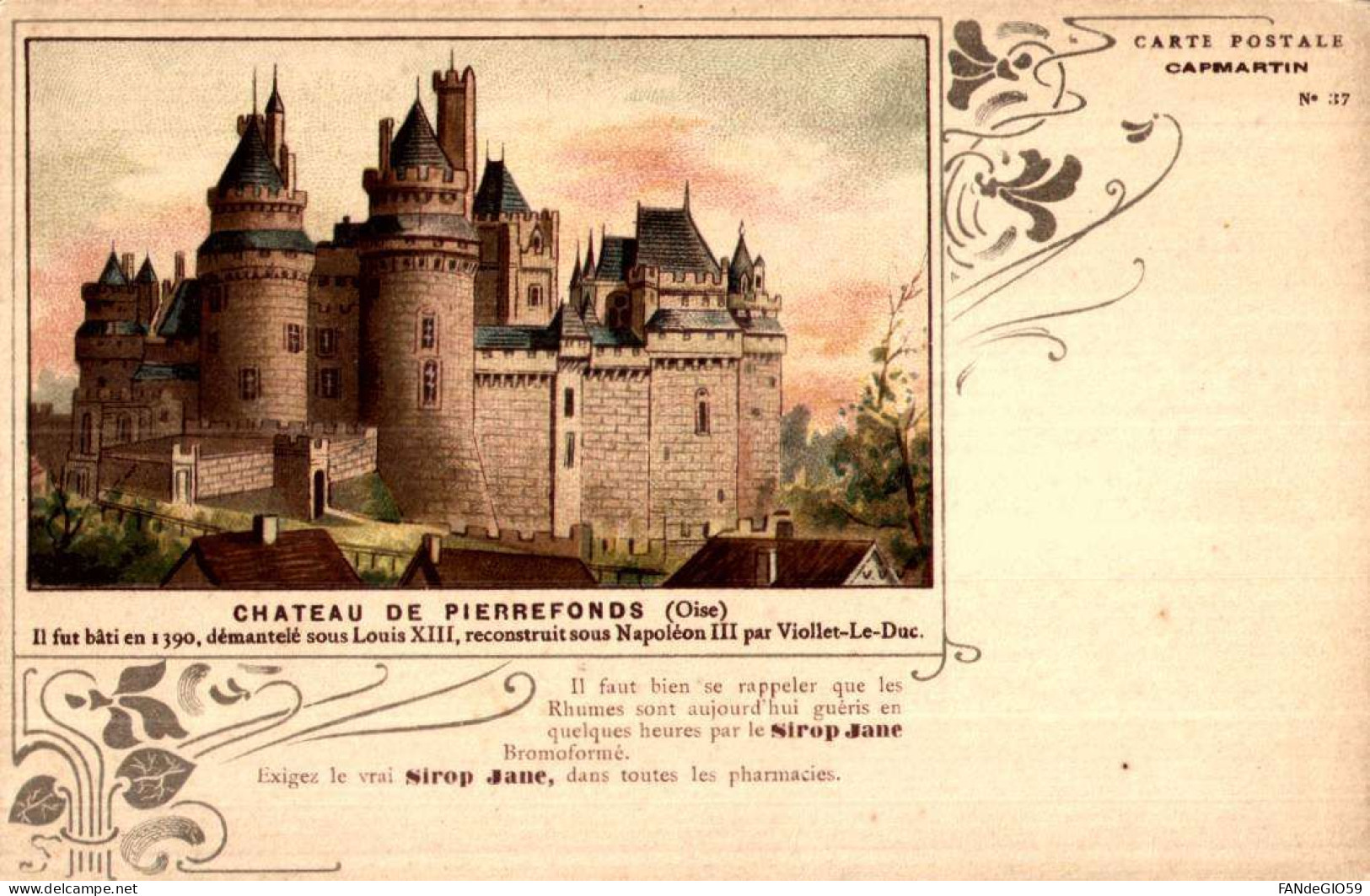 CHATEAU   CARTE POSTALE  / CAPMARTIN  /  PIERREFONDS    /// 30 - Castelli